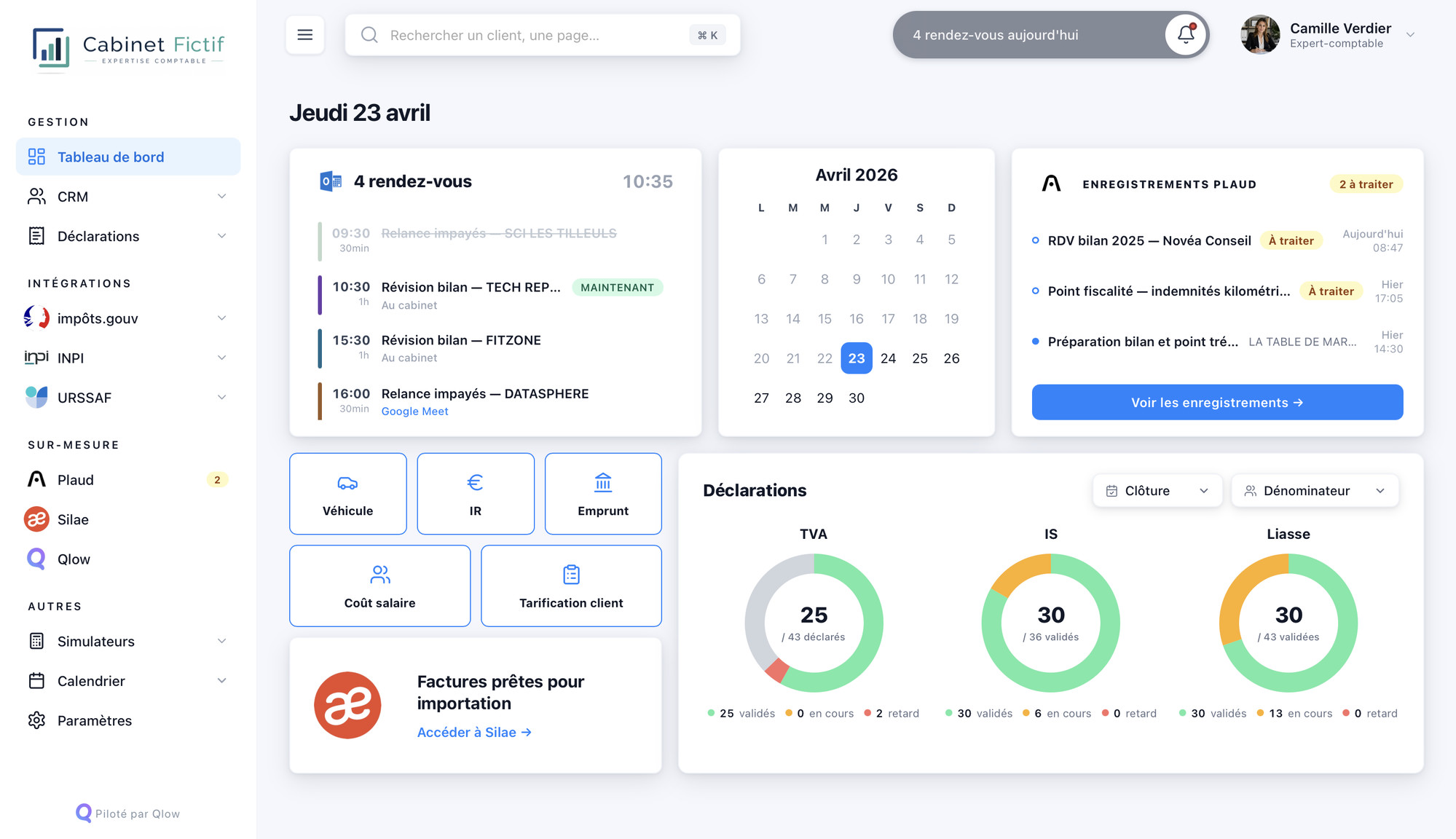 Aperçu du tableau de bord Qlow Connect, cliquez pour ouvrir la démo